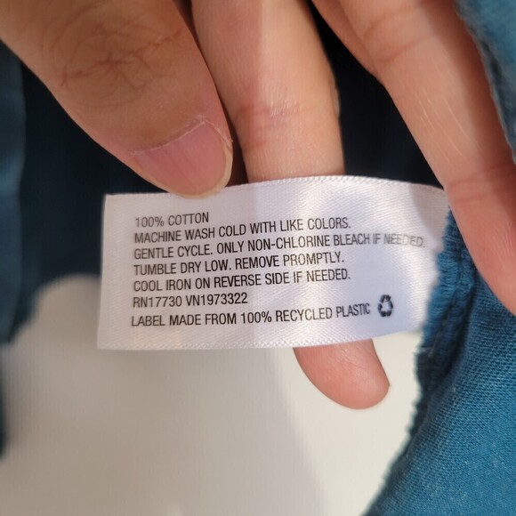 NEW Wild Fable Turquoise Teal Blue V Neck Long Sleeve Pullover Shirt Size XL - Picture 9 of 10